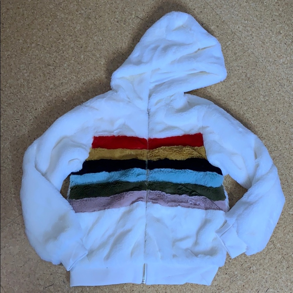 Fuzzy jacket with stripes